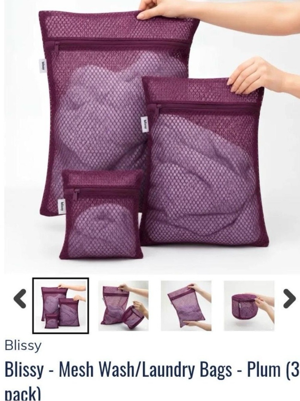 BlissyPlum Mesh Travel Laundry Bags - 3 Pack